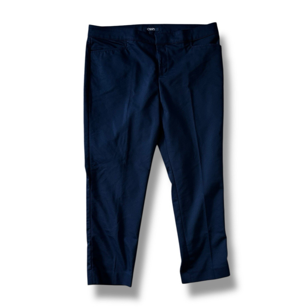 CHAPS Women's Classic Mid-rise Dress Pants Trousers Navy Blue 16W Office